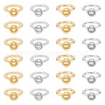 40Pcs 4 Styles Brass Ring Charm Connectors, Bracelet Necklace End Loop Wire Protector, Platinum & Golden, 8.5x7.5x3.5mm, Hole: 5mm, 10pcs/style (KK-TA0008-86)