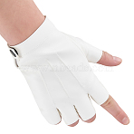 Imitation Leather with Iron Half Finger Gloves, White, 158~160x100x3~7.5mm(AJEW-WH20006-425)