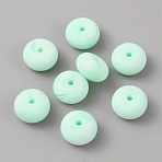 Rondelle Food Grade Eco-Friendly Silicone Beads, Aquamarine, 13.5~14x7.5mm, Hole: 3mm(SIL-TAC0010-04H)