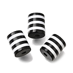 Opaque Stripe Resin Beads, Column, Black, 9.5x8mm, Hole: 2mm(RE-CBA0A57-13A)
