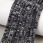 Natural Iolite Beads Strands, Faceted, Rondelle, 4x2.5mm, Hole: 0.8mm, about 142~143pcs/strand, 14.96''(38cm)(G-P612-A02-01)