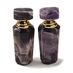 Natural Amethyst Dropper Perfume Bottles, with Golden Tone 304 Stainless Steel Findings, SPA Aromatherapy Essemtial Oil Empty Bottle, 2.2~2.35x2.2~2.35x6.9~7cm(DJEW-H010-03G-01)