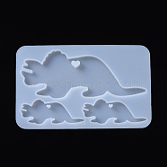 Dinosaur Pendant Silhouette Silicone Molds, Resin Casting Molds, For UV Resin, Epoxy Resin Jewelry Making, White, 111x69.5x5.5mm, Dinosaur: 39.5x99.5mm, 20.5x53mm and 20.5x53.5mm(X-DIY-I026-11)