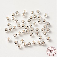 925 Sterling Silver Beads, Round, Silver, 2x2mm, Hole: 0.5mm(STER-S002-12-2mm)