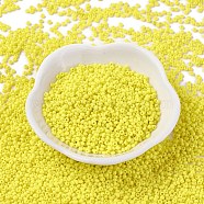 12/0 Grade A Round Glass Seed Beads, Baking Paint, Yellow, 12/0, 2x1.5mm, Hole: 0.7mm, about 30000pcs/bag(SEED-Q009-FJX12)