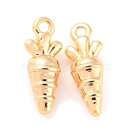 Brass Charms, Carrot Charm, Real 18K Gold Plated, 10.5x4x3.5mm, Hole: 1mm(KK-E090-43P)