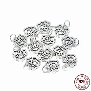 Thailand 925 Sterling Silver Charms, with Jump Ring, Longevity Lock, Antique Silver, 12x12x1.5mm, Hole: 4mm(STER-T002-09AS)