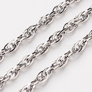 3.28 Feet 304 Stainless Steel Rope Chains, Soldered, Stainless Steel Color, 3mm(X-CHS-K001-17)