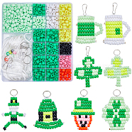 DIY Saint Patrick's Day Keychain Making Kit, Including Resin European & Plastic Bead, Polyester Cord, Iron Split Key Rings & Keychain Clasp Findings, Mixed Color, 8x5~6mm, Hole: 4mm(DIY-SC0023-16)