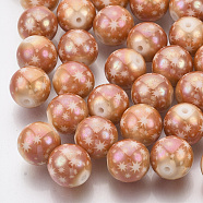 Christmas Electroplate Glass Beads, Round with Star Pattern, Rainbow Plated, 10mm, Hole: 1.2mm(EGLA-R113-07A)