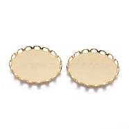 304 Stainless Steel Cabochon Settings, Lace Edge Bezel Cups, Oval, Golden, Tray: 18x13mm, 19x14x2.5mm(STAS-P249-13A-G)
