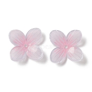 Opaque Resin Bead Caps, 4-Petal, Flower, Pink, 15.5x15x4mm, Hole: 1.2mm(RESI-L035-13)