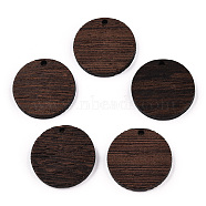 Natural Wenge Wood Pendants, Undyed, Flat Round Charms, Coconut Brown, 25x3.5mm, Hole: 2mm(WOOD-T023-29C-01)