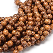 Natural Elephant Skin Jasper/Miriam Stone/Calligraphy Stone Bead Strands, Round, 10mm, Hole: 1mm, about 40pcs/strand, 15.7 inch(X-G-P075-20-10mm)
