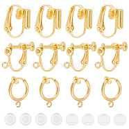 18Pcs 3 Style Brass Clip-on Earring Findings, with 20Pcs Plastic Pads, Golden, 13~15.5x11~17x1.5~7.5mm, 6Pcs/style(FIND-SC0003-96G)