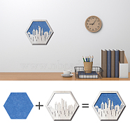 Custom Wool Felt & Wood Wall Decorations, Home Decorations, Hexagon, Building Pattern, Finished: 305x265mm, 1pc(DIY-WH0376-011)
