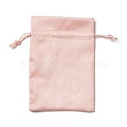 Velvet Cloth Drawstring Bags, Jewelry Bags, Christmas Party Wedding Candy Gift Bags, Rectangle, Light Coral, 15x10cm(TP-G001-01D-04)