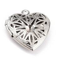304 Stainless Steel Pendant Rhinestone Settings, Diffuser Locket, Manual Polishing, Photo Frame Charms for Necklaces, Heart, Stainless Steel Color, Fit for 2.8mm Rhinestone, 22.5x19.5x5.5mm, Hole: 1.6mm, Inner Diameter: 11x14mm(STAS-L258-006P)