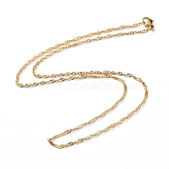 304 Stainless Steel Singapore Chain Necklaces, Water Wave Chain Necklaces, with Lobster Claw Clasps, Golden, 17.91 inch(45.5cm)(NJEW-JN02662-02)