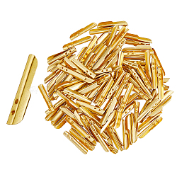 250Pcs Brass Folding Crimp Ends, Cord End Caps, Golden, 19.5x3x3.5mm(KK-FH0005-94)