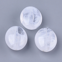 Acrylic Beads, Imitation Gemstone, Oval, Clear & White, 24x20x11.5mm, Hole: 1.8mm, about 149pcs/500g(OACR-T006-057)
