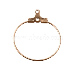 304 Stainless Steel Pendants, Hoop Earring Findings, Rose Gold, 24x22x1.5mm, 20 Gauge, Hole: 1mm, Pin: 0.8mm(STAS-T031-20-20mm-RG)