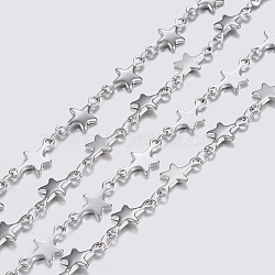 3.28 Feet 304 Stainless Steel Chains, Star Link Chains, Soldered, Stainless Steel Color, 12x6x1mm(X-STAS-P197-059P)