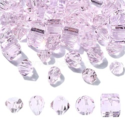 50Pcs 5 Styles Imitation Austrian Crystal Beads, Grade AAA, Faceted, Drop Charm, Pink, 6~8x8mm, Hole: 0.7~1mm, 10pc/style(FIND-YW0004-71C)