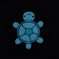 Luminous Tortoise Enamel Pins, Alloy Brooches for Backpack Clothes, Glow in the Dark, Deep Sky Blue, 29.5x24mm(JEWB-Q011-01A)