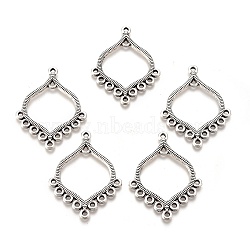 Alloy Chandelier Components Links, Lead Free & Cadmium Free, Leaf, Antique Silver, 38x29x2mm, Hole: 1.5mm(PALLOY-F277-24AS-RS)