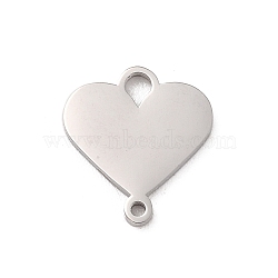 304 Stainless Steel Heart Connector Charms, Stainless Steel Color, 14x13x1.5mm, Hole: 2mm(STAS-R222-01P)