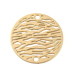Rack Plating Brass Hollow Out Connector Charms, Long-Lasting Plated, Flat Round Etched Metal Embellishments, Light Gold, 20x0.3mm, Hole: 1.6mm(KKC-D001-14KCG)