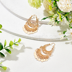 1 Pair Alloy Filligree Teardrop Chandelier Earrings for Women, Light Gold, 63x35x3mm, Pin: 0.7mm(EJEW-AN0001-50)