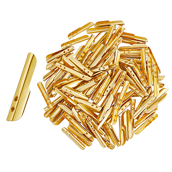 250Pcs Brass Folding Crimp Ends, Cord End Caps, Golden, 19.5x3x3.5mm