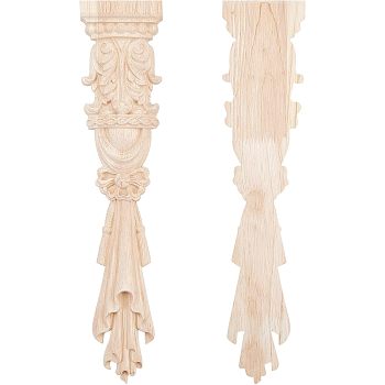 2Pcs Rubber Wooden Carved Decor Applique, for Home Furniture Corner Decorations Accessories, BurlyWood, 377x82x19mm, 2pcs