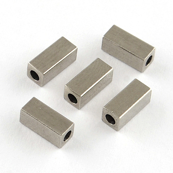 201 Stainless Steel Beads, Cuboid, Stainless Steel Color, 7x3x3mm, Hole: 2mm