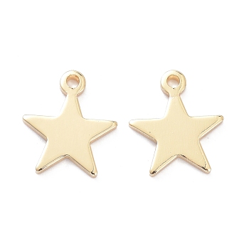 Brass Pendants, Long-Lasting Plated, Star, Real 14K Gold Plated, 11.5x10x1mm, Hole: 1.2mm