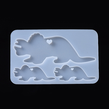 Dinosaur Pendant Silhouette Silicone Molds, Resin Casting Molds, For UV Resin, Epoxy Resin Jewelry Making, White, 111x69.5x5.5mm, Dinosaur: 39.5x99.5mm, 20.5x53mm and 20.5x53.5mm