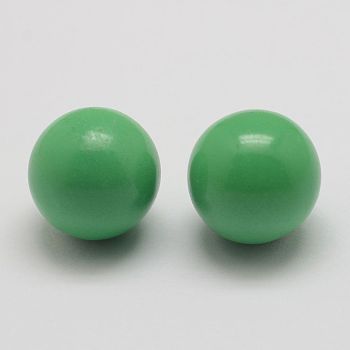 Brass Chime Ball Beads Fit Cage Pendants, No Hole, Medium Sea Green, 16mm