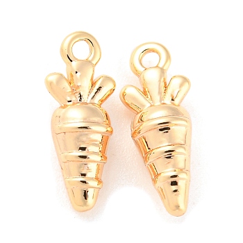 Brass Charms, Carrot Charm, Real 18K Gold Plated, 10.5x4x3.5mm, Hole: 1mm
