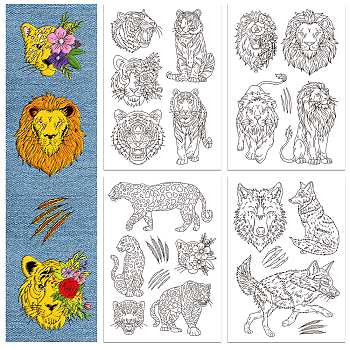 4 Sheets 11.6x8.2 Inch Stick and Stitch Embroidery Patterns, Non-woven Fabrics Water Soluble Embroidery Stabilizers, Tiger, 297x210mmm