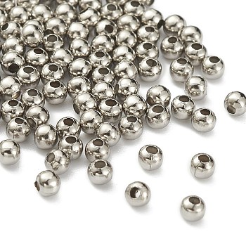 304 Stainless Steel Round Seamed Beads, for Jewelry Craft Making, Stainless Steel Color, 3x3mm, Hole: 1mm