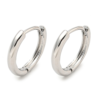 Brass Hoop Earrings, Round, Platinum, 13.5x2mm