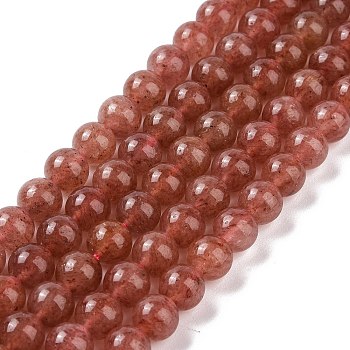Natural Strawberry Quartz Beads Strands, Round, 8mm, Hole: 1mm, about 49pcs/strand, 15.7 inch