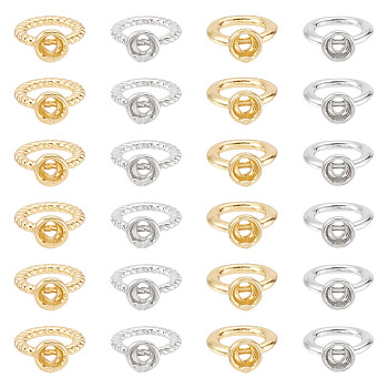 40Pcs 4 Styles Brass Ring Charm Connectors, Bracelet Necklace End Loop Wire Protector, Platinum & Golden, 8.5x7.5x3.5mm, Hole: 5mm, 10pcs/style 
