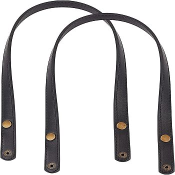 Imitation Leather Bag Strap, with Button, Replacement Handbag Decoration Bags Straps, Black, 620x19x4mm