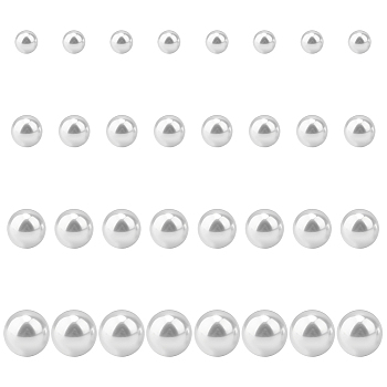 16 Pairs 4 Size Plastic Imitation Pearl Stud Earrings with Steel Iron Pins, Snow, 16~22x5~11.5mm, 4 Pairs/size