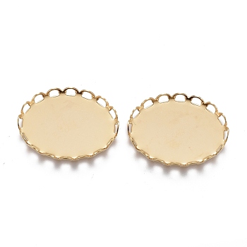 304 Stainless Steel Cabochon Settings, Lace Edge Bezel Cups, Oval, Golden, Tray: 18x13mm, 19x14x2.5mm