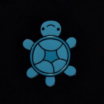 Luminous Tortoise Enamel Pins, Alloy Brooches for Backpack Clothes, Glow in the Dark, Deep Sky Blue, 29.5x24mm