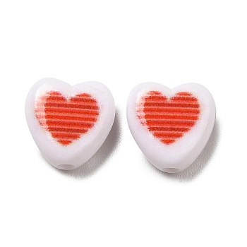 Opaque Acrylic Enamel Beads, Heart, Red, 8.5x8.5x4mm, Hole: 1.5mm
